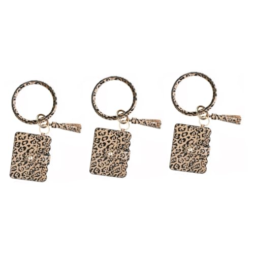 LIFKOME 3stücke Leopardenmuster Handtaschenanhänger Mit Fransen Pu-Leder Schlüsselanhänger Für Karten Schlüssel Stilvolles Accessoire Für Damen Für Reisen Alltag von LIFKOME