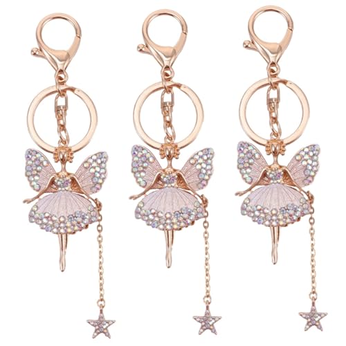 LIFKOME 3 STK Schlüsselanhänger Diamant-Engel-Charms Schmetterlinge autoverzierung Schmetterlings-Engel-Anhänger kollegen weinachts Kristallornamente Taschenornamente Metall Weiß von LIFKOME