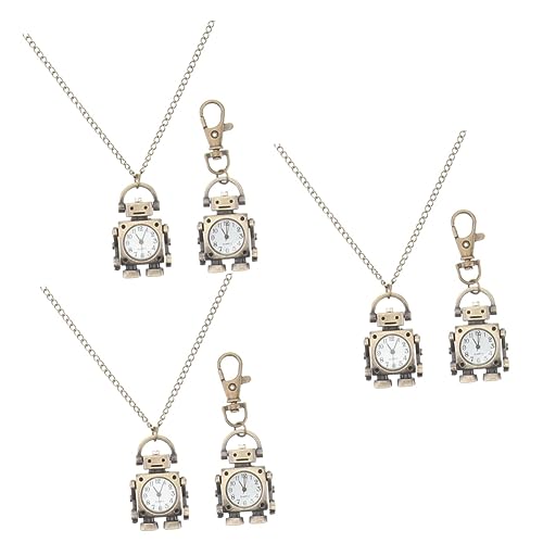 LIFKOME 3sätze Kreatives Robotermotiv Schlüsselanhänger Mit Taschenuhr Retro Pocket Watch Keychain Set Für Männer Und Frauen Einzigartiges Design Mit Kette Und Schlüsselring von LIFKOME