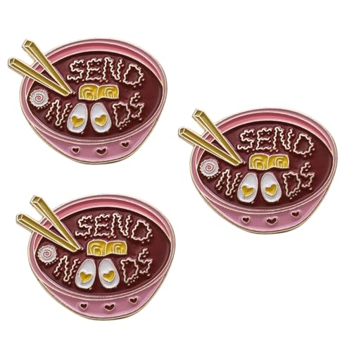 LIFKOME 3stücke Cartoon Ramen Brosche Lustige Emaille-anstecknadel Dunkelrot Alloy Nudel Und Schüssel-design Für Kleidung Und Anlässe Wie Geburtstage Und Feiertage von LIFKOME