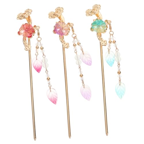 LIFKOME 3 Stück Antike Chinesische Haarstäbchen Blumen quasten Handgefertigte Haarnadeln aus Legierung in Rot und Elegante Haarschmuck deko für Damen Geeignet für Hochzeit Alltag von LIFKOME