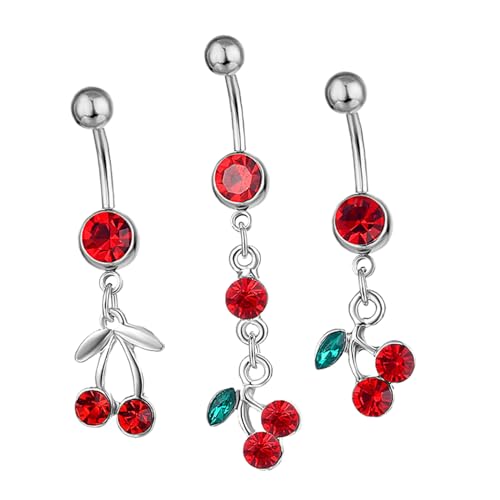 LIFKOME 3 Stück Bauchnabelpiercing Ring mit funkelndem Anhänger aus Edelstahl Modisches Nabelring Schmuckstück für Damen und Herren Langlebig und Komfortabel für Party und Alltag von LIFKOME