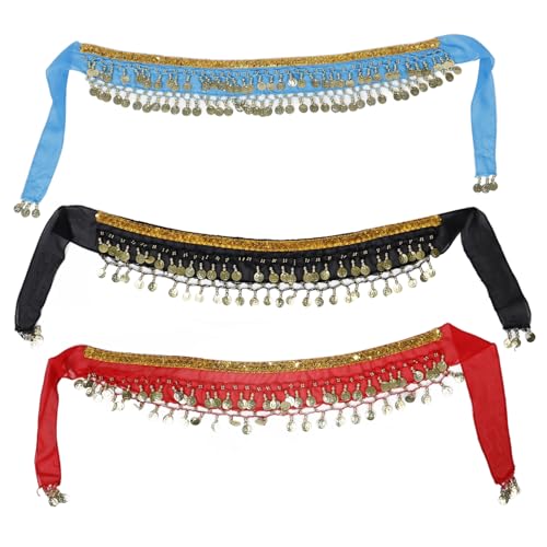 LIFKOME 3 Stück Bauchtanz Taillen Kette Bauchtänzerin-outfit Bauchtanzrock Hüfttuch Quastenrock Bauchtanz-outfit Bauchtänzerin Kostüm Münzrock Eisen von LIFKOME
