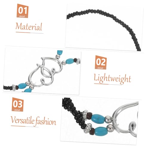 LIFKOME 3 Stück Boho Fußkettchen Damen mit Perlen und Doppellagigen Herzanhängern Langlebiges Kunststoff resin Armband für Sommer Strandurlaub und Lässige Freizeitmode von LIFKOME