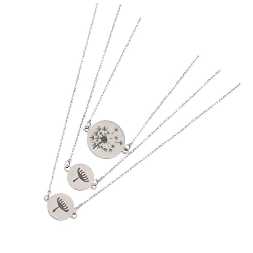 LIFKOME 3 Stück Damen Halskette Teiliges Set Dandelion Anhänger Leicht und Hautfreundlich Modischer Schmuck für Frauen Muttertag von LIFKOME
