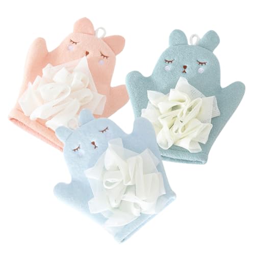 LIFKOME 3 Stück Doppelseitige Peeling Handschuhe für Körper Sanftes Peeling und Tiefenreinigung mit Praktischem Aufhänger Wiederverwendbar für Männer und Frauen für Dusche und Bad von LIFKOME