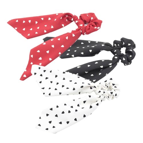 LIFKOME 3 Stück Elastische Haargummis mit Herzmotiv Dekorative Haarschleifen Weiche Ponytail Holder in Dunkel und Rot Modische Haarschmuck Accessoires für Damen und Mädchen von LIFKOME