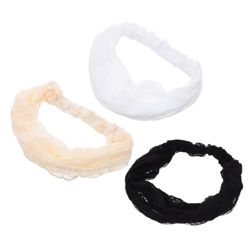 LIFKOME 3 Stück Elastische Spitzen-haarbänder für Damen Atmungsaktive Hohle Mesh-designs Dehnbar Rutschfest Vielseitig als Stirnband oder Halstuch für Frühling und Sommer Modische von LIFKOME