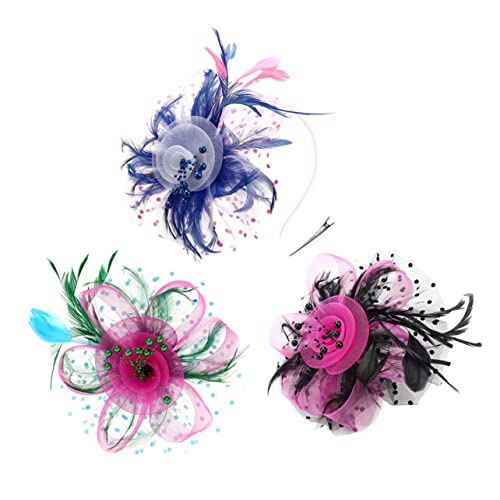LIFKOME 3 Stück Federstirnbandkopfschmuck Frauen-fascinator-hut Cocktail-faszinator Fascinator Hut Haarband Fascinators Für Frauen Teeparty Fascinator Haarband Gittergewebe von LIFKOME