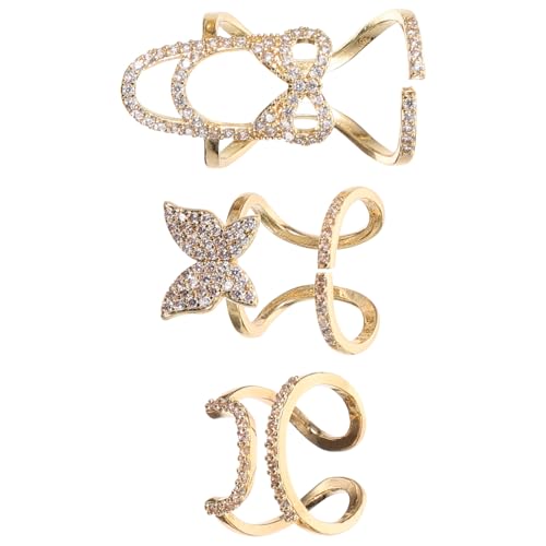 LIFKOME 3 Stück Fingernagelringe mit Zirkonia Strass Nagelschmuck Verstellbar Damen Nagelkunst Schmuck für Hochzeit Party und Alltag von LIFKOME