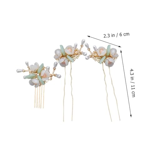 LIFKOME 3 Stück Handgefertigter Chinesischer Haarschmuck Blumen haarstäbchen mit Perlen für Frauen Dutt haarnadel Fester Sitz und Elegantes Design für Hochzeit Party Alltag von LIFKOME