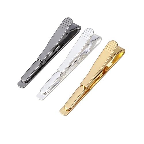 LIFKOME Krawattenklammer Herren 3 Stück Krawattenspange Krawattennadel Silber Schwarz Gold Edelstahl Langlebig Anzug Krawattenclip für Business Party für Männer von LIFKOME