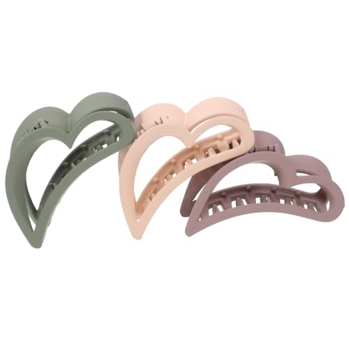 LIFKOME 3 Stück Herzförmige Haarklammern Matte Haarkralle für Frauen Fester Griff für Haartypen Modische Farben Grün Rosa Vielseitig für Verschiedene Frisuren und Outfits von LIFKOME