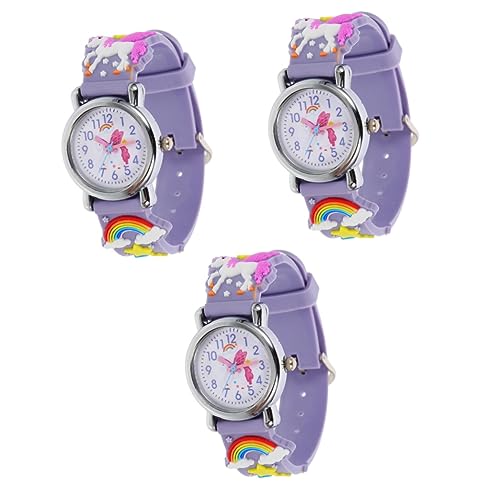 LIFKOME 3stücke Silicone Band Kinderuhr Einhorn Praktische Armbanduhr Für Mädchen Und Jungen Lustige Und Lehrreiche Analoge Quarzuhr Zum Geburtstag Oder Weihnachten von LIFKOME