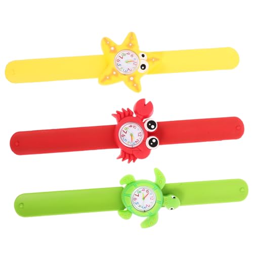 LIFKOME 3 Stück Kinderhand Cartoon Slap Bands Kinder Digitale Armbanduhr Meerestiere uhren Cartoon Tiere Slap Watch Watch von LIFKOME
