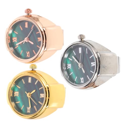 LIFKOME 3 Stück Mini Fingeruhren aus Edelstahl mit Glas Leichte Langlebige Ringuhren in Roségold Gold und Silber Modische Kleine Uhr Ringe als Einzigartiger Schmuck und Geschenkideen von LIFKOME