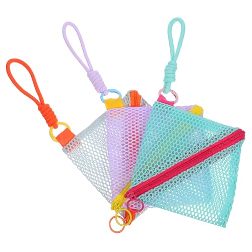 LIFKOME 3 Stück Mini-Geldbörsen mit Reißverschluss, Netztaschen, kleine tragbare Geldbörse für Kreditkarten, gefaltete Geldscheine, Ausweise, Schlüssel, Kopfhörer, Lippenstift von LIFKOME