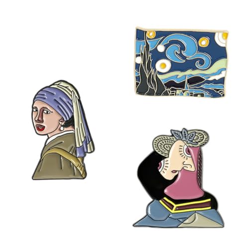 LIFKOME 3 Stück Ölmalerei Broschen aus Legierung Stilvolle Anstecknadeln für Kleidung Damen Accessoires Dekorative Pins für Taschen Pullover Mäntel und Kleider von LIFKOME