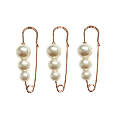 LIFKOME 3 Stück Perlenbrosche Weißer Perlen Anstecknadel Pullover Schal Clip Sicherheitsnadel Damen Schmuck für Hochzeit Braut Abendkleid Stola Mantel Zubehör von LIFKOME