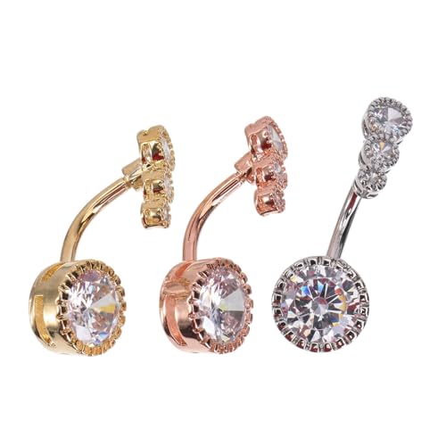 LIFKOME 3 Stück Teiliges Bauchnabelpiercing mit Zirkonia für Damen Stilvolle Runde Nabelringe Silber Roségold und Gold Perfektes Piercing Schmuckstück für von LIFKOME
