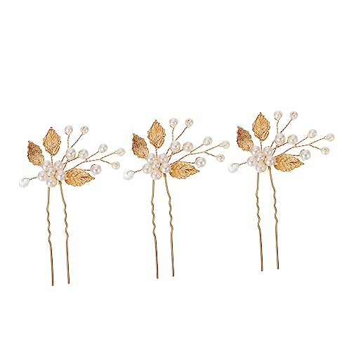 LIFKOME 3 Stück Teiliges Braut Haarspangen mit Perlen und Design Vintage Brautschmuck Haarnadeln für Hochzeit Party Zeremonie Langlebiger und Praktischer Haarschmuck in Gold von LIFKOME