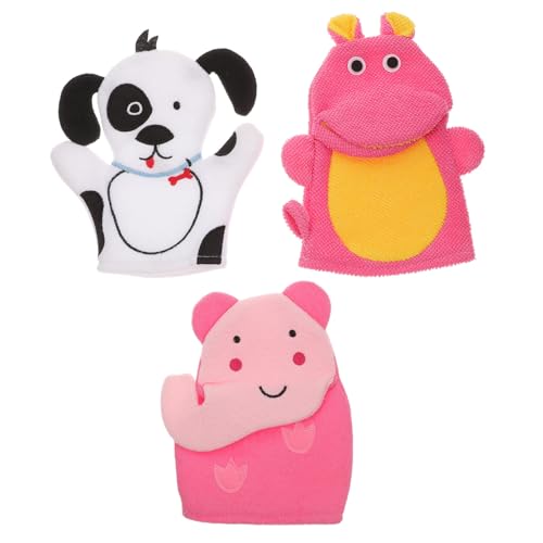 LIFKOME 3 Stück Teiliges Cartoon Tierform Weiche Dusch handschuhe Sanfte Reinigung für Junge Mädchen und Kleinkinder Hautpflege Tägliche Anwendung von LIFKOME