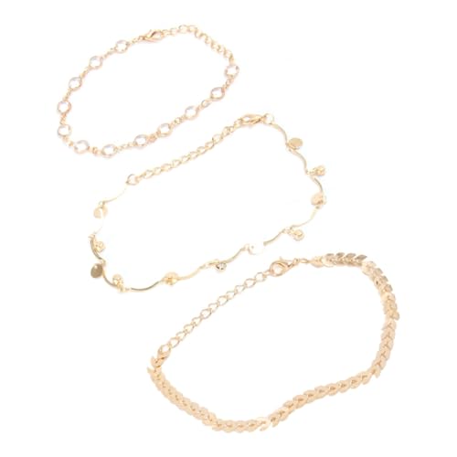 LIFKOME 3 Stück Teiliges Fußkettchen Set Damen Boho Stil Rundpailletten Knöchelschmuck All Match Modeaccessoire für Alltag Strand Party von LIFKOME
