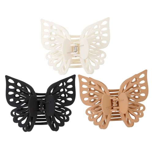 LIFKOME 3 Stück Teiliges Große Schmetterling Haarklammern aus Robustem Material Rutschfeste Haarkralle für Frauen Geeignet für Dünnes und Dickes Haar Praktische Haarclips für Alltag von LIFKOME