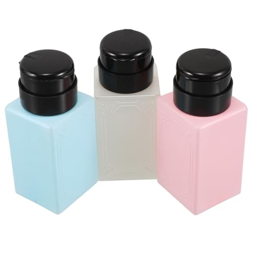 LIFKOME 3 Stück Teiliges Leere Flaschen für Nagelreinigungswasser Alkoholtaugliche Lotion Dispenser Langlebige Push down Pumpflaschen für Nagelstudio und Make up Entferner von LIFKOME