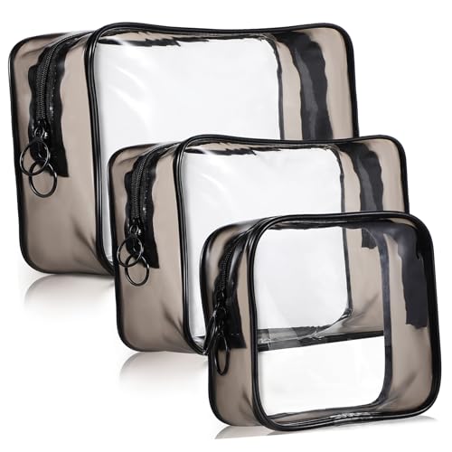 LIFKOME 3 Stück Teiliges Reise Make Up Organizer Set Tragbare Kosmetiktaschen mit Reißverschluss Transparente Aufbewahrung für Toilettenartikel und Reiseaccessoires für Damen und Herren von LIFKOME