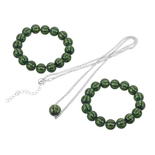 LIFKOME 3 Stück Teiliges Watermelon Schmuckset Handgefertigte Tropische Beeren Perlen Armbänder und Halskette Verstellbare Frucht Charms Boho Stil für Damen und Herren Sommer Accessoire von LIFKOME