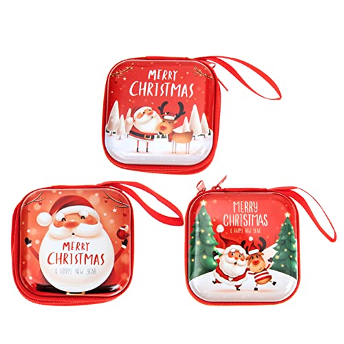LIFKOME 3 Stück Teiliges Weihnachts Münzbeutel Blech Mini Aufbewahrungstaschen für Münzen als Wiederverwendbar mit Reißverschluss für Süßigkeiten und Kleinigkeiten von LIFKOME
