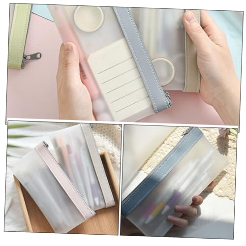 LIFKOME 3 Stück Transparente TPU Stifttaschen mit Reißverschluss Große Kapazität Kratzfest Multifunktionale Federmäppchen für Schüler in Hellgrün Kirschblütenrosa und Nebelblau von LIFKOME