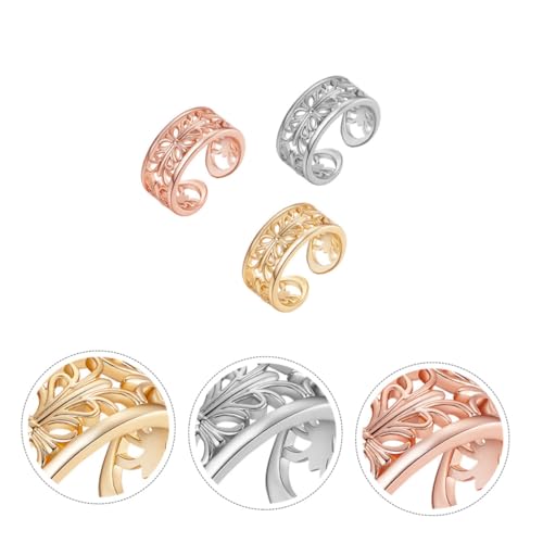 LIFKOME 3 Stück Verstellbare Zehenringe Kreative Fußringe für Damen Offene Knöchel Ringe Weiß Gold und Roségold für Alltag und Besondere Anlässe von LIFKOME