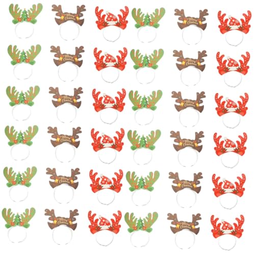 LIFKOME 36 Stk Weihnachtsgeweih Stirnband Stirnbänder Für Rollenspiele Weihnachtshaarband Party-kopfbedeckung Haarreifen Im Weihnachtsstil Weihnachtsstirnbänder Für Erwachsene Papier von LIFKOME