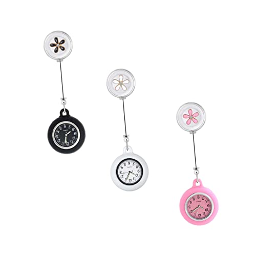 LIFKOME 3stücke Hängende Taschenuhr Für Frauen Arztuhr Mit Verstellbarem Gurt Dekorative Blumenmuster-Uhr Leicht Und Praktisch Für Krankenschwestern Und Ärzte von LIFKOME
