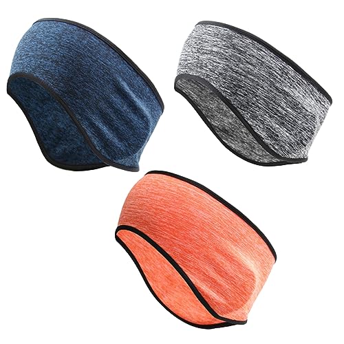 LIFKOME 3stücke Teiliges Warm Sports Stirnband Ohrenschützer Für Männer Und Frauen Outdoor Wrap Für Radfahren Wandern Skifahren Orange Dunkelblau von LIFKOME