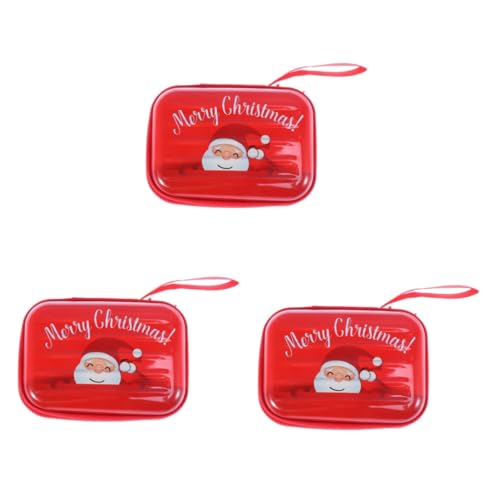 LIFKOME 3 Stück Mini-Organizer Mit Reißverschluss Für Geldbörse Wechselgeldbeutel Schlüsselhalter Weihnachtsmann-Muster von LIFKOME