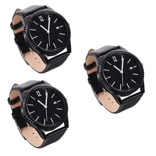 LIFKOME 3St Quartz Uhr damenarmbanduhren bastelzeug Lederarmbanduhr wasserfeste Uhr Modeuhr leuchtende damenuhr ansehen Frauen sehen Ornament wasserdichte damenuhr Legierung Black von LIFKOME