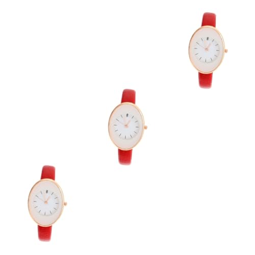 LIFKOME 3stücke Stylische Damen-Armbanduhr Mit Lederarmband Quarzuhr Für Leicht Und Atmungsaktiv Für Alltag Und Besondere Anlässe von LIFKOME
