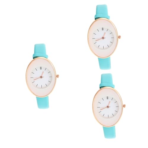 LIFKOME 3St Quarzuhr für Damen damenarmbanduhr Ladies Watch Armbanduhr für Mädchen stilvolle Quarzuhr Damenuhr Gürteluhr für Damen Armbanduhr für Damen Armbandmaterial: Kunstleder Sky-Blue von LIFKOME