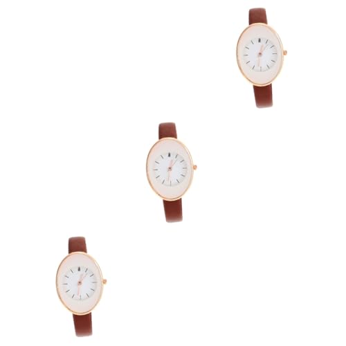 LIFKOME 3stücke Fashionable Damen Armbanduhr Mit Einstellbarem Lederarmband Casual Quarz Uhr Für Outdoor-aktivitäten Und Büro Stilvolle Damen Uhr Braun Für von LIFKOME