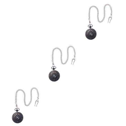 LIFKOME 3stücke Retro Vintage Quarz-taschenuhr Mit Römischen Ziffern Steampunk Design Für Herren Und Damen Unisex Analog Schwarz Für Geschenkideen Und Besondere Anlässe von LIFKOME