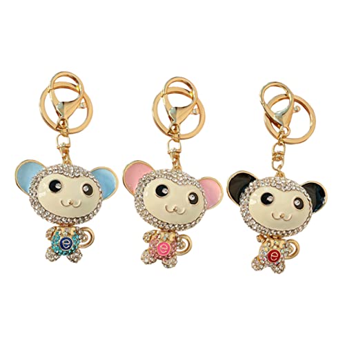 LIFKOME 3stücke Metall Schlüsselanhänger Mit Strass Süße Affenform Dekorativ Und Kreativ Für Autoschlüssel Und DIY Projekte von LIFKOME