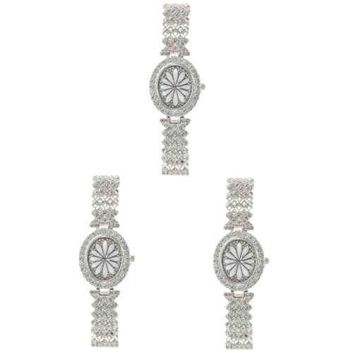 LIFKOME 3stücke Stylische Damen Armbanduhr Mit Strass-Applikationen Quarzbewegung Verstellbares Armband Für Und Besondere Anlässe von LIFKOME