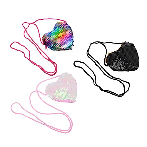 LIFKOME 3stücke Herzförmiger Eleganter Glitzer-Geldbeutel Mit Umhängekette Teiliges Für Mädchen Und Damen Für Geld Kosmetik Und Schlüssel Vielseitig Einsetzbar Farbenfroh Leicht Und von LIFKOME