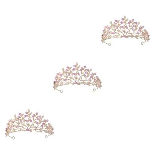 LIFKOME 3st Krone Haarschmuck Für Die Hochzeit Stirnbänder Haarschmuck Für Bräute Hochzeits-tiara Tiara Für Frauen Tiaras Strass Rosa Strasssteine Braut Stirnband von LIFKOME