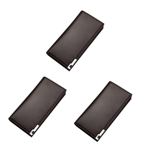 LIFKOME 3stücke Stylischer Herren Geldbeutel Aus Pu Kaffee Langer Wallet Mit Praktischen Fächern Für Geld Und Münzen Für Alltag Und Freizeit von LIFKOME