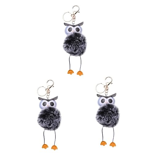 LIFKOME 3stücke Owl Schlüsselanhänger Mit Flauschigem Design Zweifarbiger Schwarzer Eulenanhänger Für Taschen Autoschlüssel Für von LIFKOME