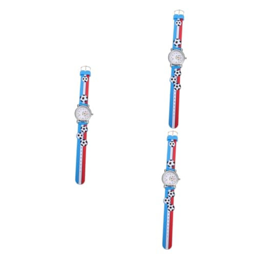 LIFKOME 3stücke Cartoon Fußball Kinderuhr Quarz-Wristwatch Für Schüler Robuste Leichte Armbanduhr Attraktive Modische Designs Für Jungen Und Mädchen von LIFKOME